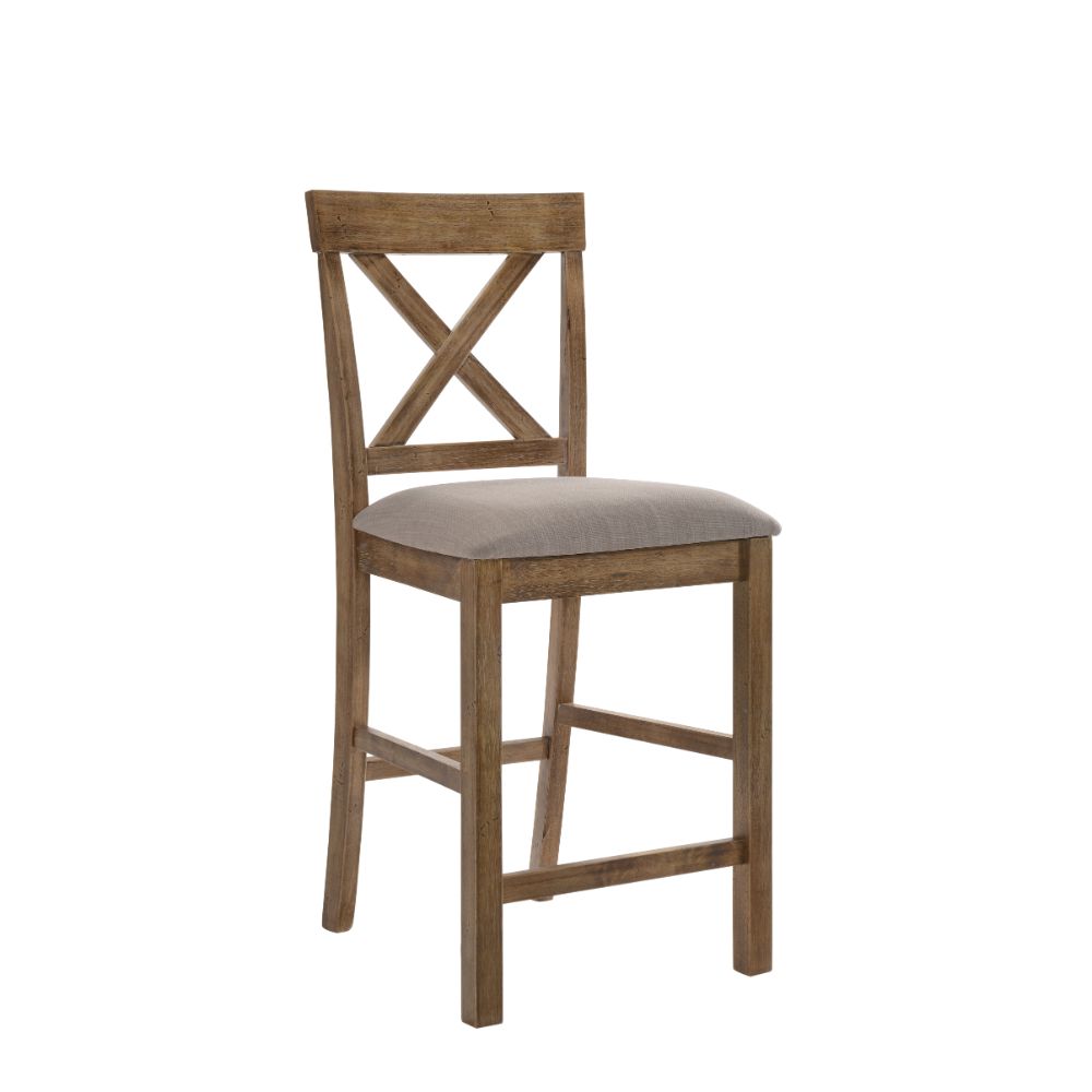 Martha Tan Linen & Weathered Oak Finish Ii Counter Height Chair (Set-2)