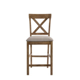 Martha Tan Linen & Weathered Oak Finish Ii Counter Height Chair (Set-2)