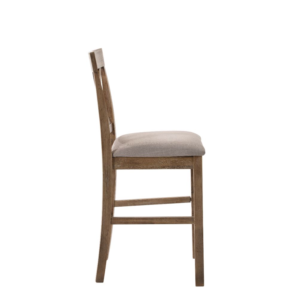 Martha Tan Linen & Weathered Oak Finish Ii Counter Height Chair (Set-2)
