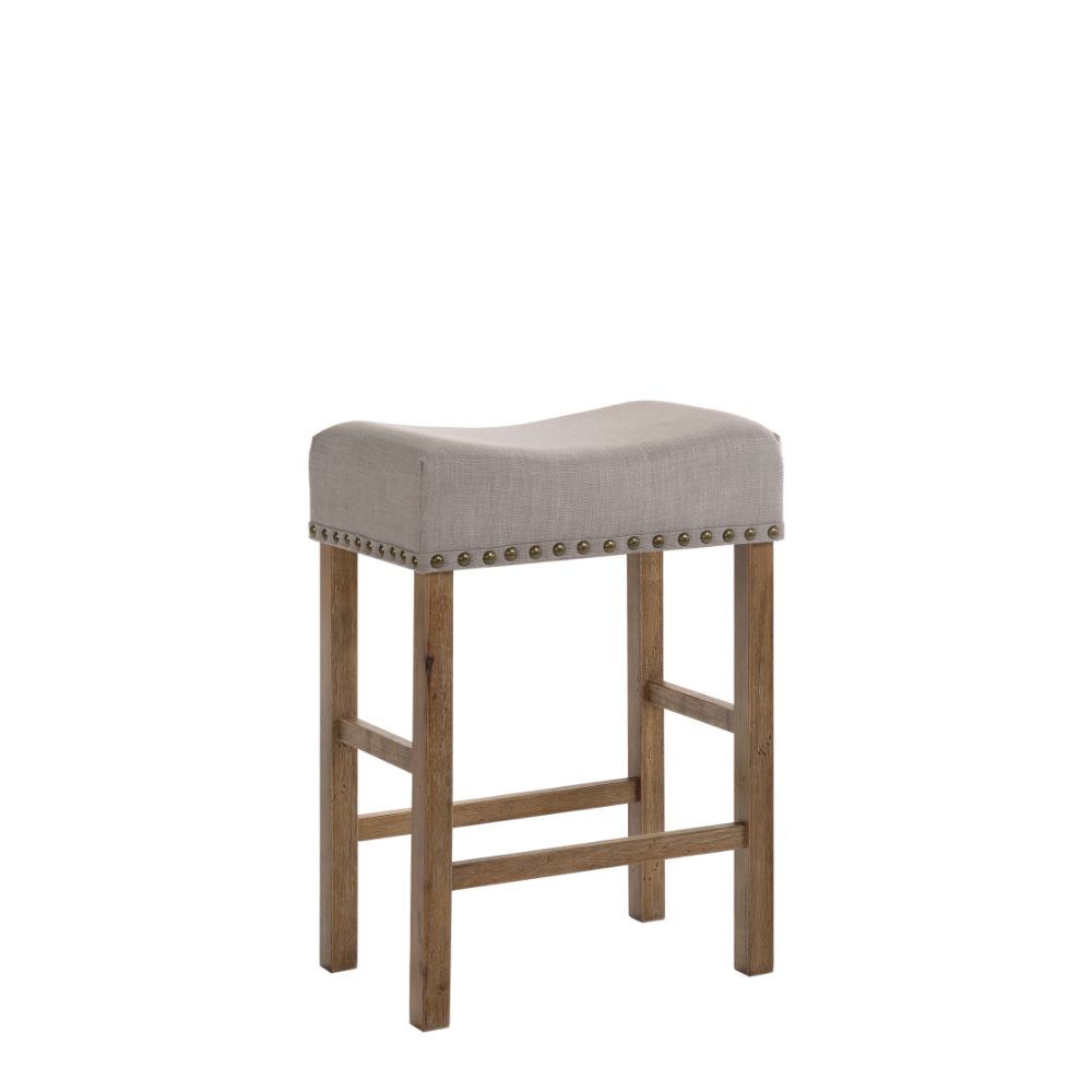 Martha Tan Linen & Weathered Oak Finish Ii Counter Height Stool (Set-2)