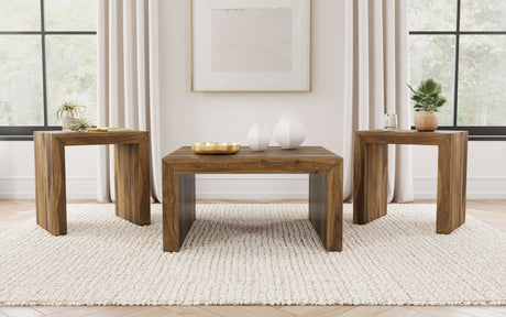 Odilia 3-piece Solid Wood Coffee and End Table Set Auburn