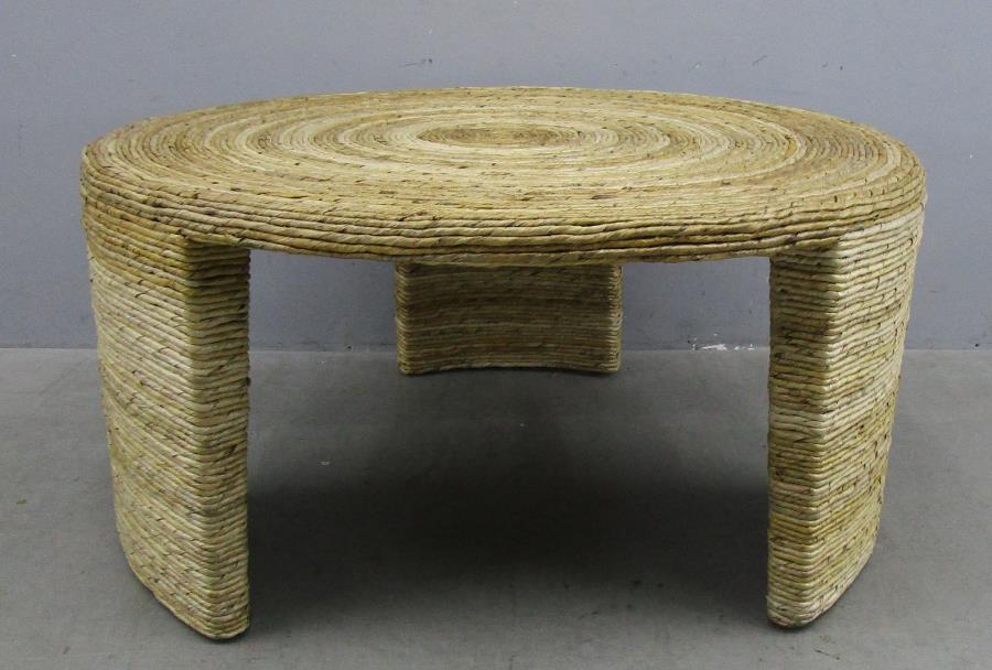 Artina Woven Rattan Round Coffee Table Natural Brown
