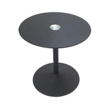 Ganso Round Metal End Table With Tempered Glass Top Black