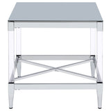 Lindley Square Tempered Mirror Acrylic Side End Table Chrome