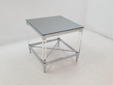 Lindley Square Tempered Mirror Acrylic Side End Table Chrome