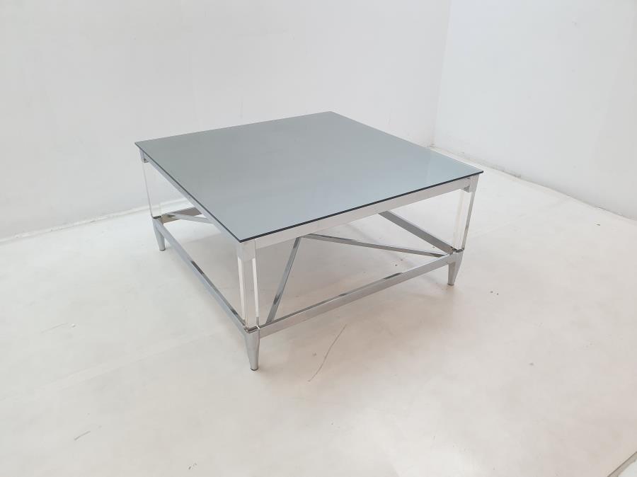 Lindley Square Tempered Mirror Acrylic Coffee Table Chrome