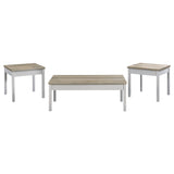 Stacie 3-piece Coffee Table Set Distressed Pine and White