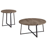 Marcus 2-piece Round Coffee and End Table Set Light Brown
