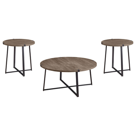 Marcus 3-piece Round Coffee and End Table Set Light Brown