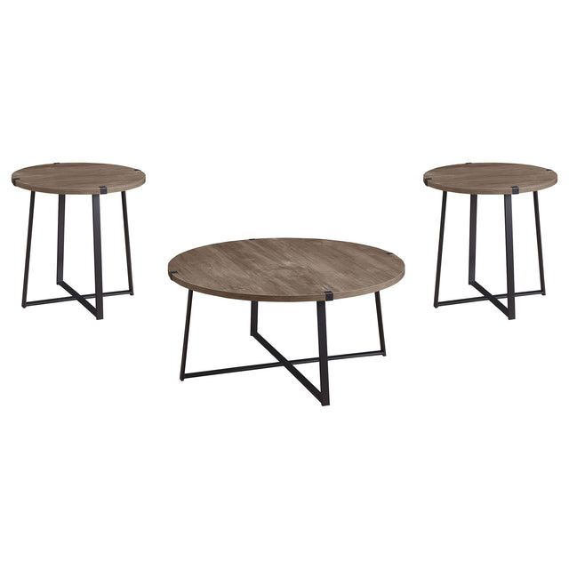 Marcus 3-piece Round Coffee and End Table Set Light Brown