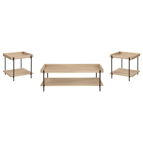 Fallon 3-piece Rectangular Coffee and End Table Set Natural