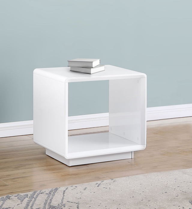 Paseo Square End Side Table White High Gloss