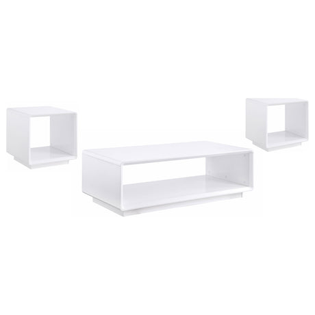Paseo 3-piece Coffee and End Table Set White High Gloss