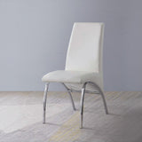 Pervis White Synthetic Leather & Chrome Finish Side Chair (Set-2)