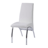 Pervis White Synthetic Leather & Chrome Finish Side Chair (Set-2)