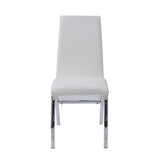 Pervis White Synthetic Leather & Chrome Finish Side Chair (Set-2)