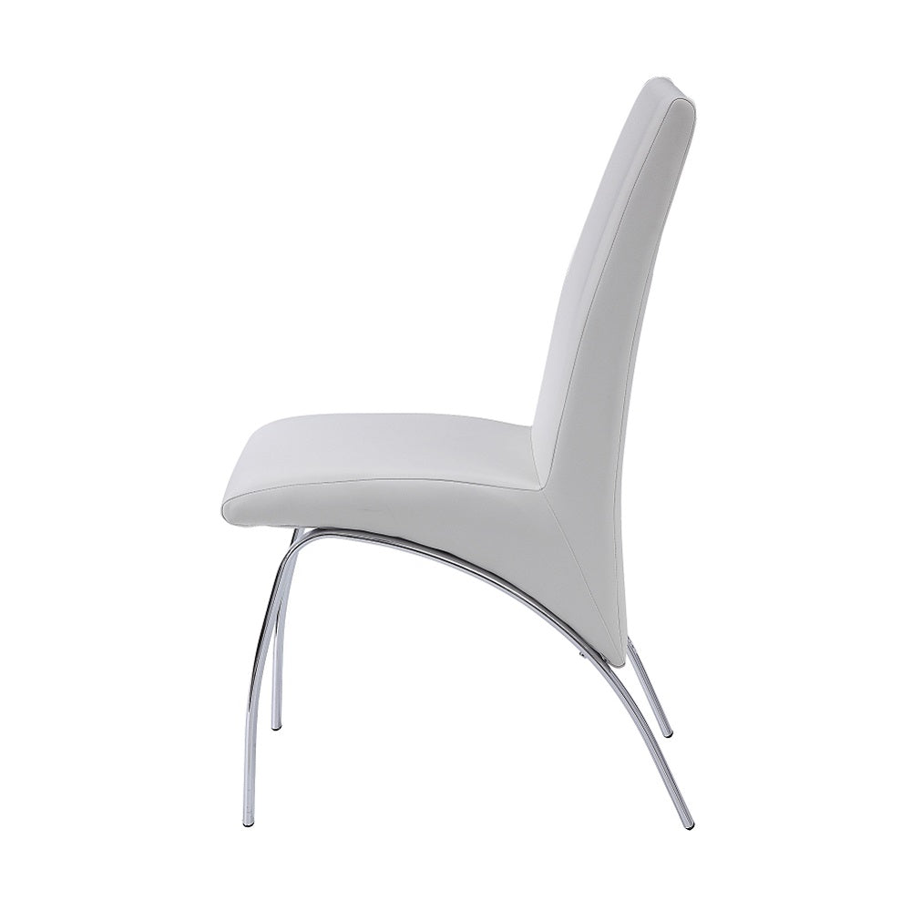 Pervis White Synthetic Leather & Chrome Finish Side Chair (Set-2)