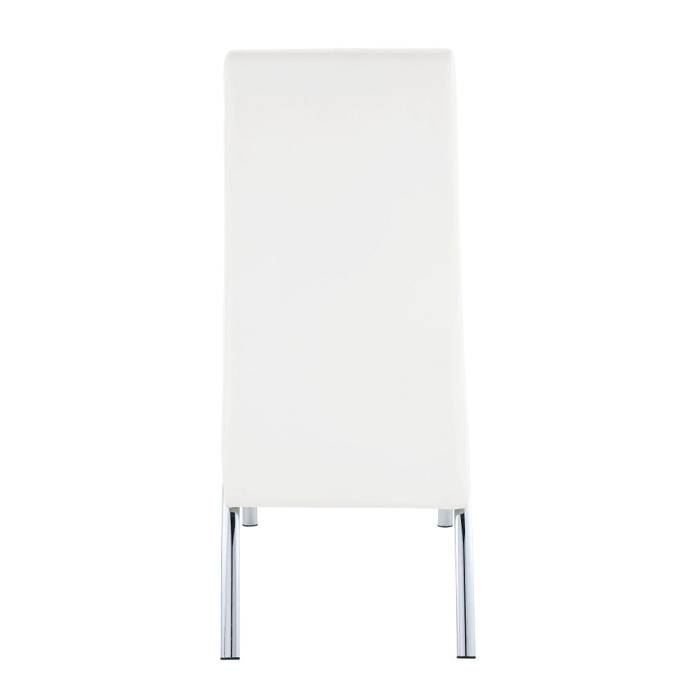 Pervis White Synthetic Leather & Chrome Finish Side Chair (Set-2)