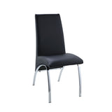 Pervis Black Synthetic Leather & Chrome Finish Side Chair (Set-2)