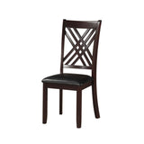 Katrien Black Synthetic Leather & Espresso Finish Side Chair (Set-2)