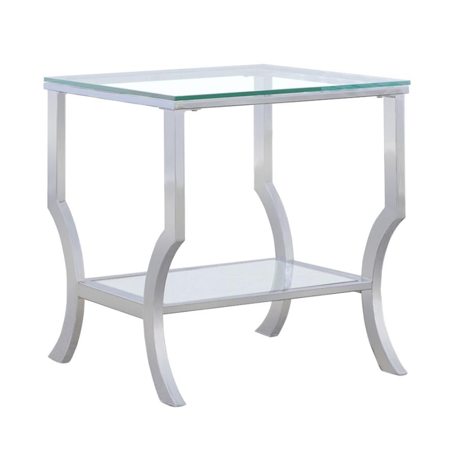 Saide Square End Table With Mirrored Shelf Chrome
