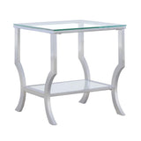 Saide Square End Table With Mirrored Shelf Chrome