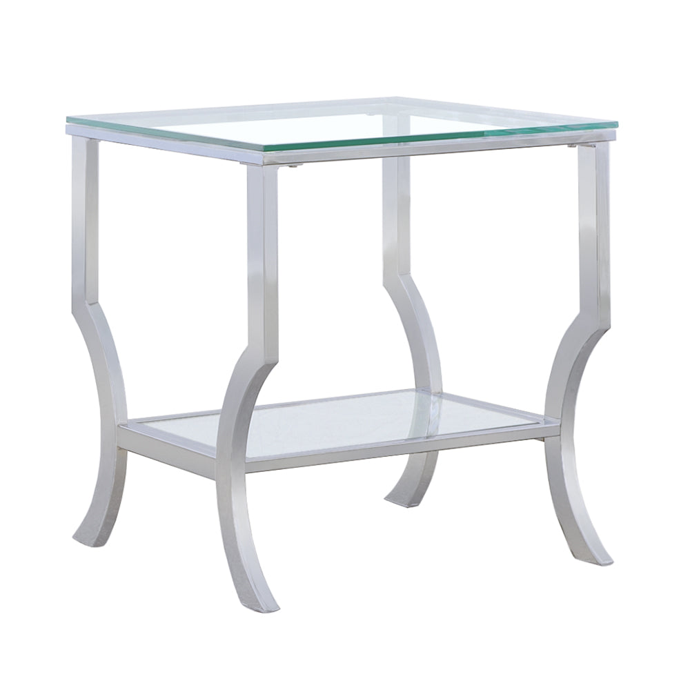 Saide Square End Table With Mirrored Shelf Chrome