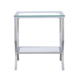 Saide Square End Table With Mirrored Shelf Chrome