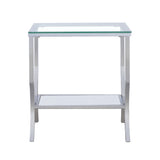 Saide Square End Table With Mirrored Shelf Chrome