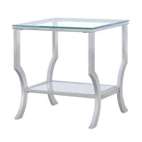 Saide Square End Table With Mirrored Shelf Chrome