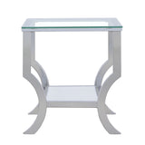 Saide Square End Table With Mirrored Shelf Chrome