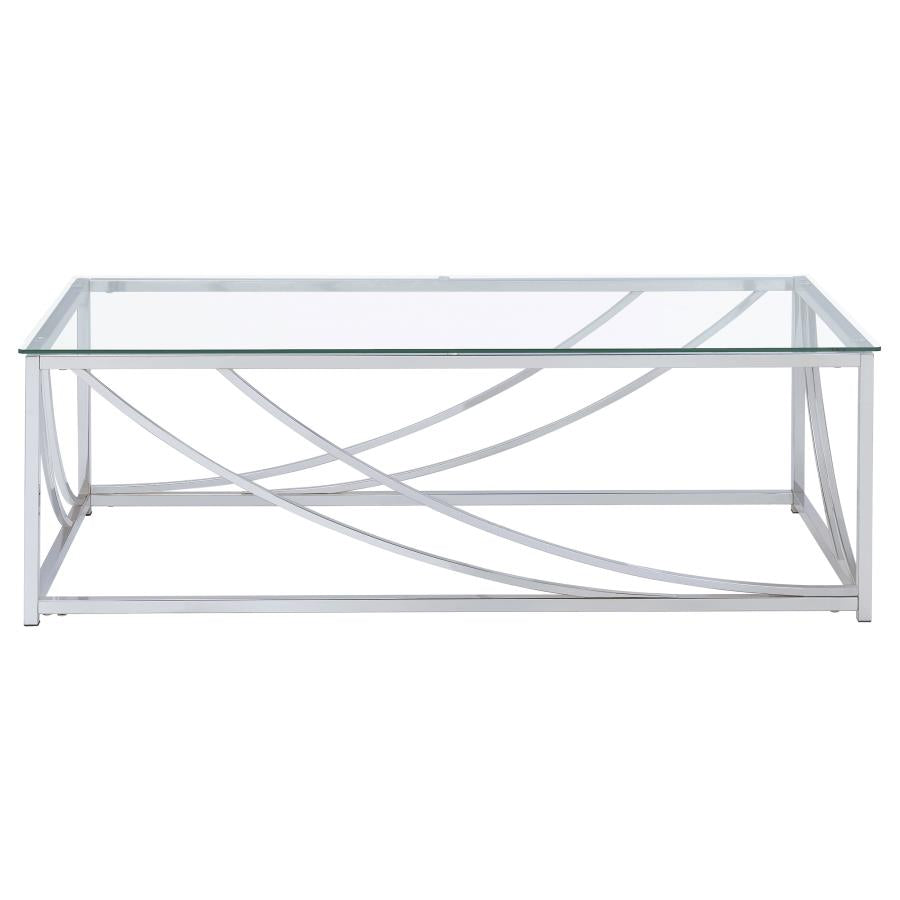 Lille Glass Top Rectangular Coffee Table Accents Chrome