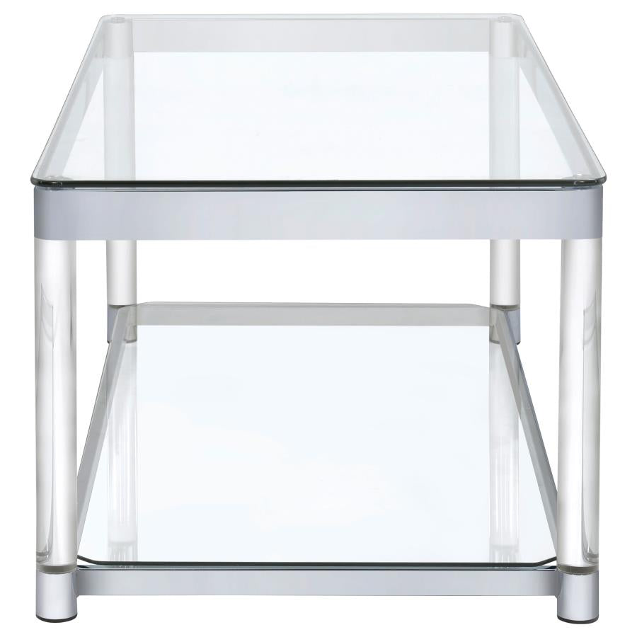Anne Coffee Table With Lower Shelf Chrome And Clear
