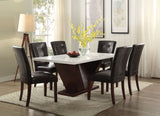 Forbes White Marble Top & Walnut Finish Dining Table