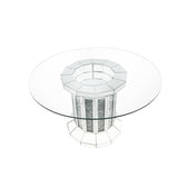 Noralie Clear Glass Top & Mirrored & Faux Diamonds Dining Table