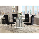 Noralie Clear Glass Top & Mirrored & Faux Diamonds Dining Table