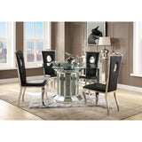 Noralie Clear Glass Top & Mirrored & Faux Diamonds Dining Table