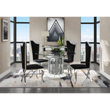 Noralie Clear Glass Top & Mirrored & Faux Diamonds Dining Table