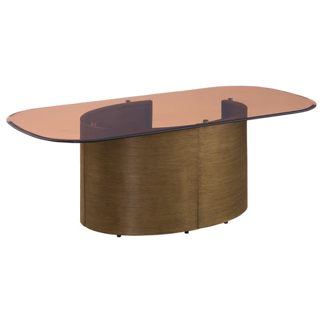 Morena Brushed Bronze Rectangular Tawny Glass Coffee Table
