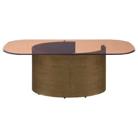Morena Brushed Bronze Rectangular Tawny Glass Coffee Table
