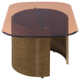 Morena Brushed Bronze Rectangular Tawny Glass Coffee Table