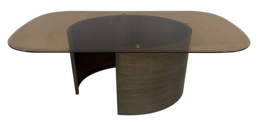 Morena Brushed Bronze Rectangular Tawny Glass Coffee Table