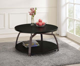 Dacre Round Coffee Table Dark Grey And Black Nickel