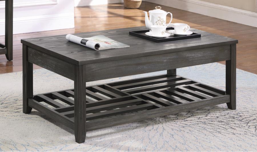 Cliffview Lift Top Coffee Table With Storage Cavities Grey