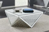 Gunilla Square Coffee Table With Triangle Detailing Silver And Clear Mirror