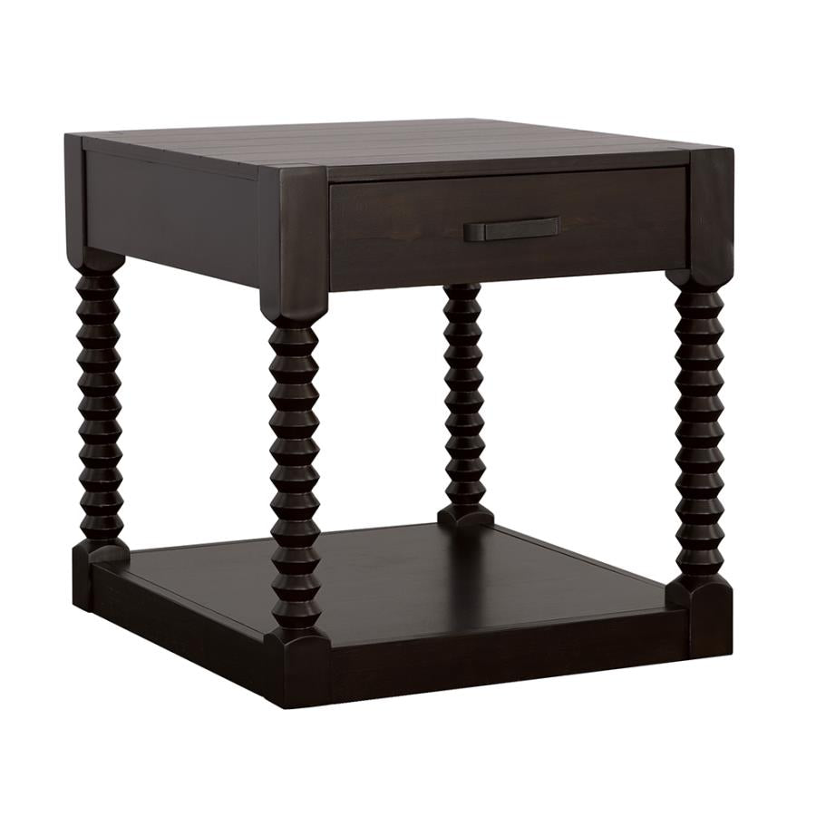Meredith 1-Drawer End Table Coffee Bean