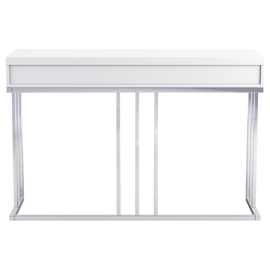 Dalya 2-Drawer Rectangular Sofa Table Glossy White And Chrome