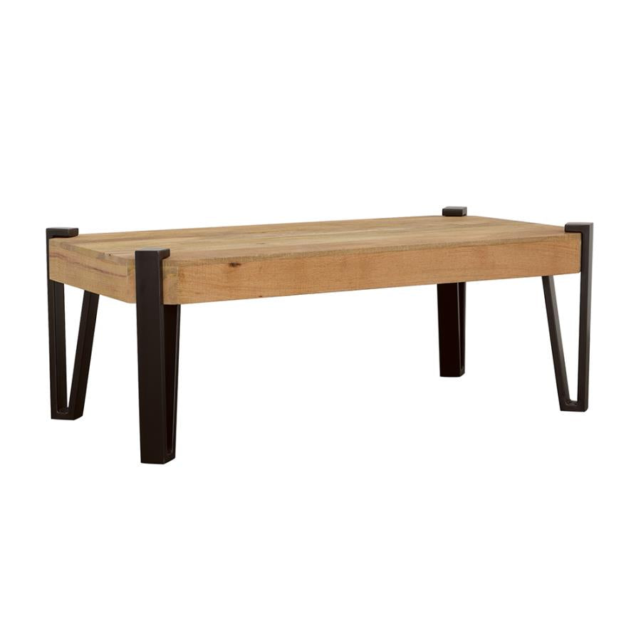 Winston Wooden Rectangular Top Coffee Table Natural And Matte Black