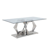 Gianna Clear Glass Top & Stainless Steel Dining Table