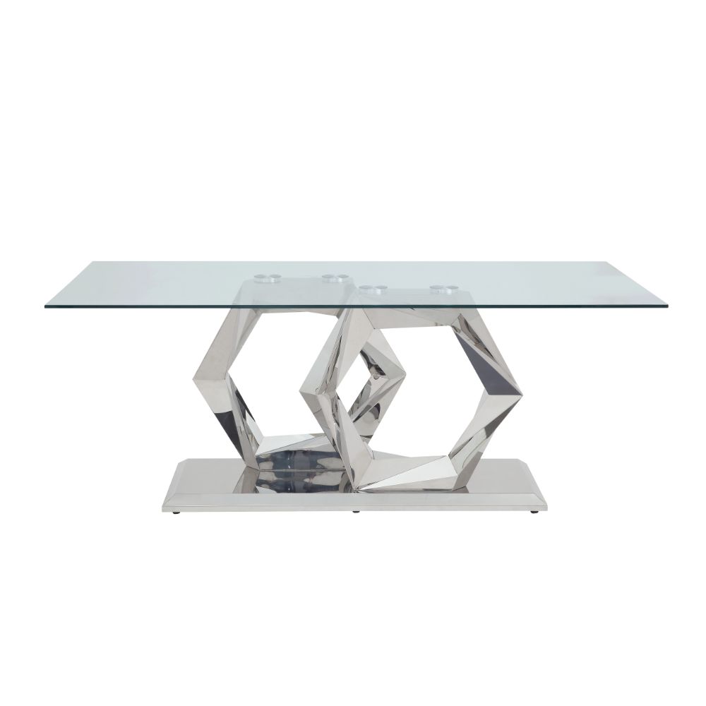 Gianna Clear Glass Top & Stainless Steel Dining Table